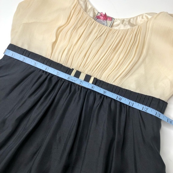 Anthropologie Yoana Baraschi Silk Black Cream Satin Ruffle Retro Cocktail - Picture 15 of 16